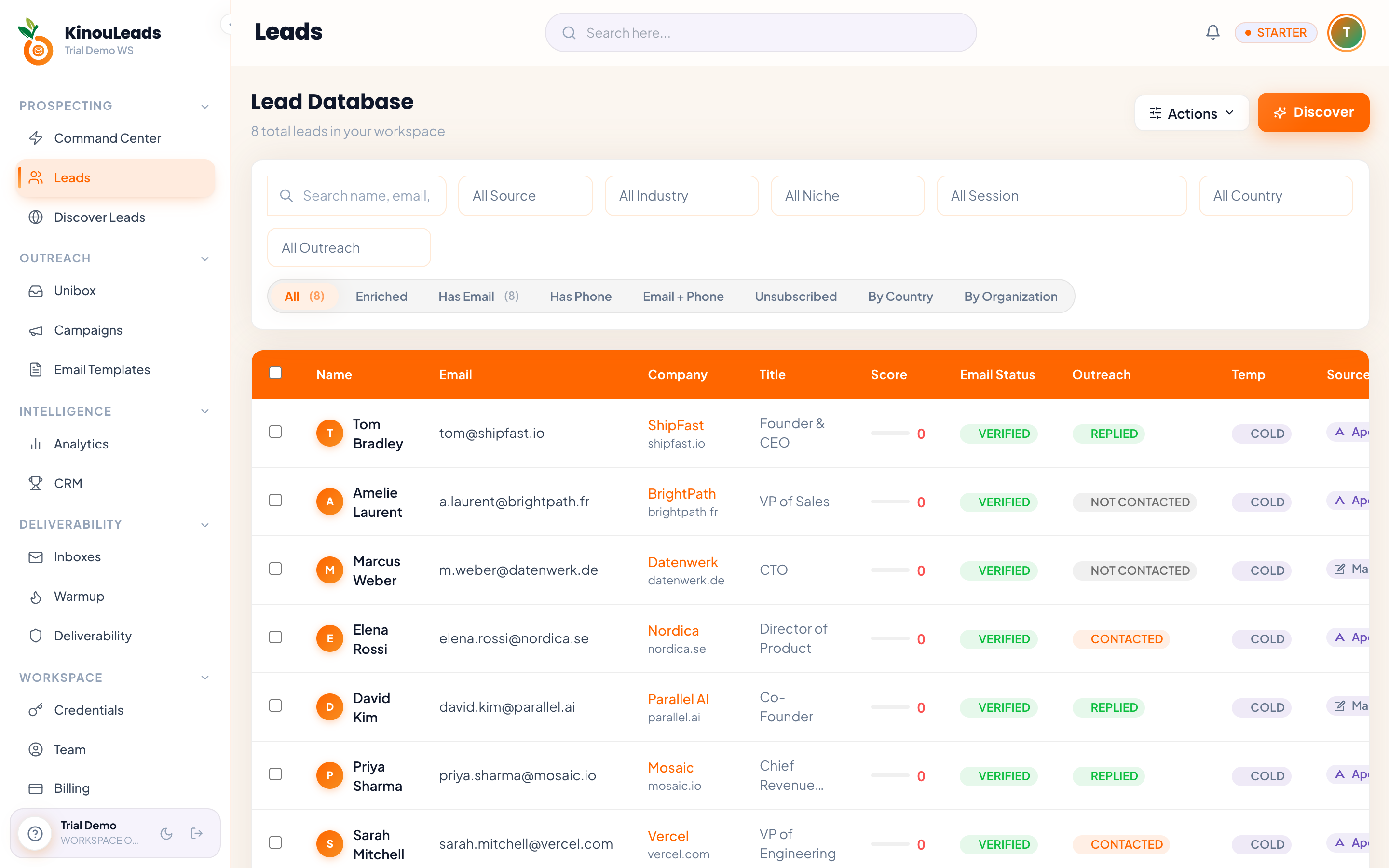 KinouLeads — Lead Database